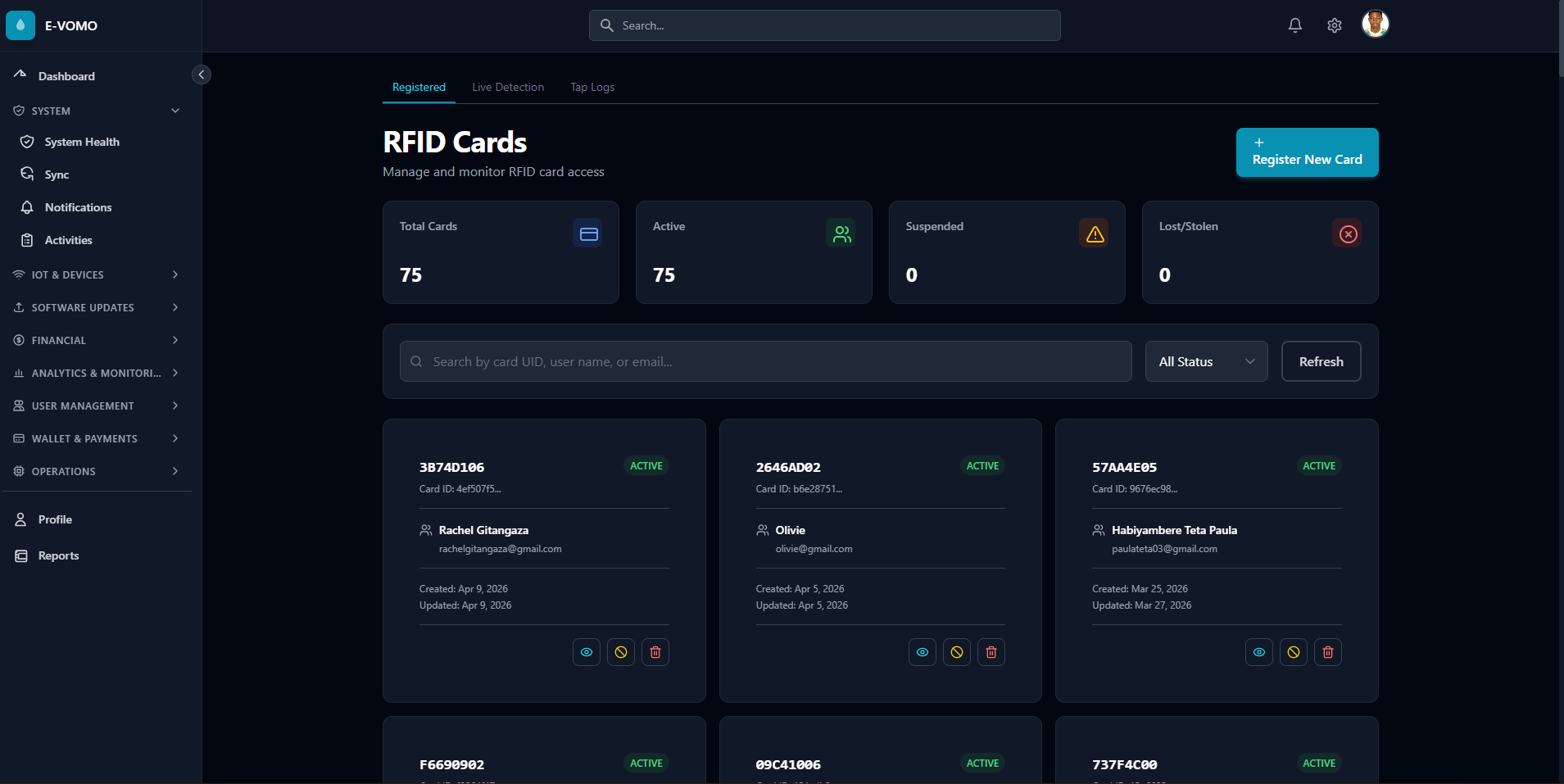 EVOMO Tenant Interface